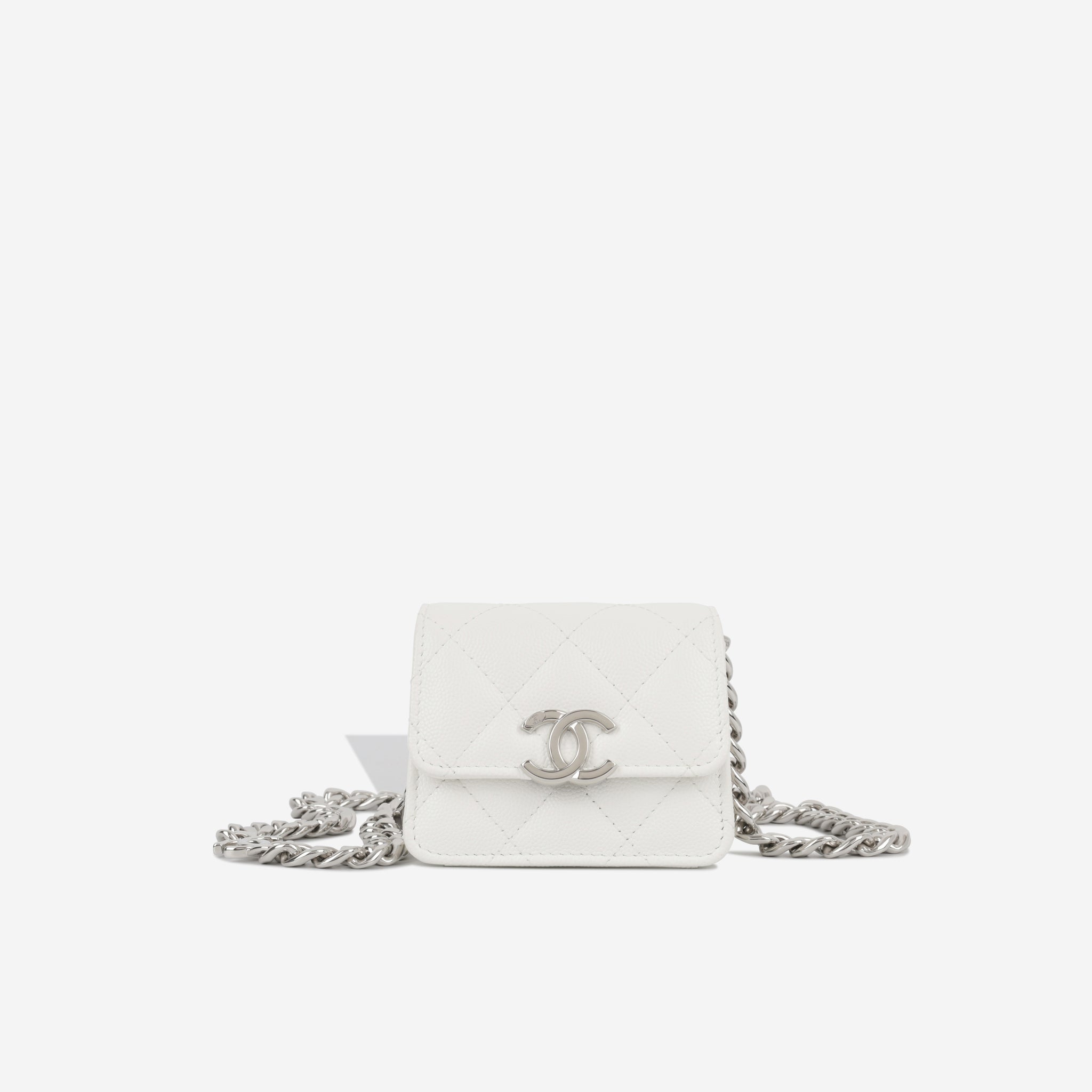 Chanel - Coco Clutch on Chain - White Caviar SHW - Immaculate | Bagista