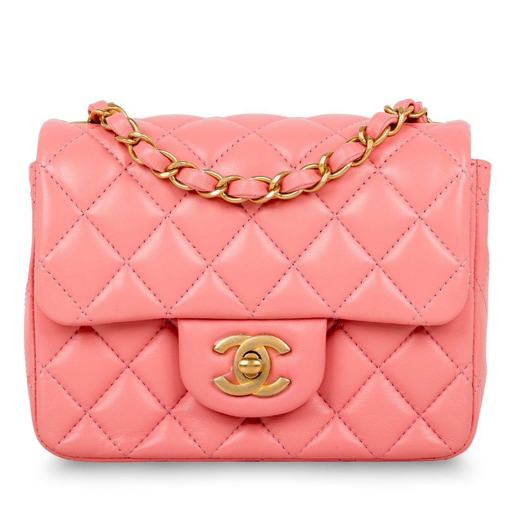 Chanel - Mini Square Classic Flap Bag - Baby Pink Lambskin - Matte GHW ...