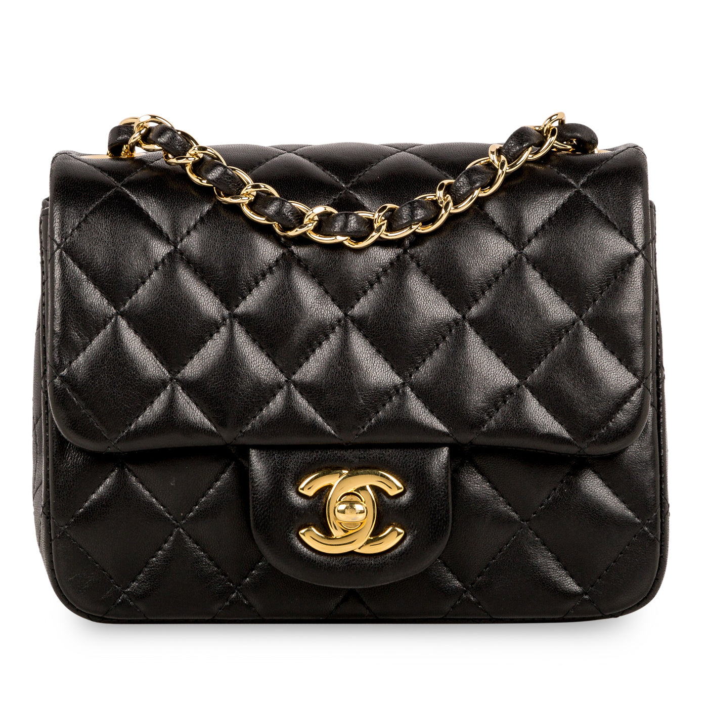 Chanel Mini Square Classic Flap Bag Black Lambskin GHW Bagista