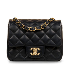 Chanel - Mini Square Classic Flap Bag - Blue Lambskin - CGHW | Bagista