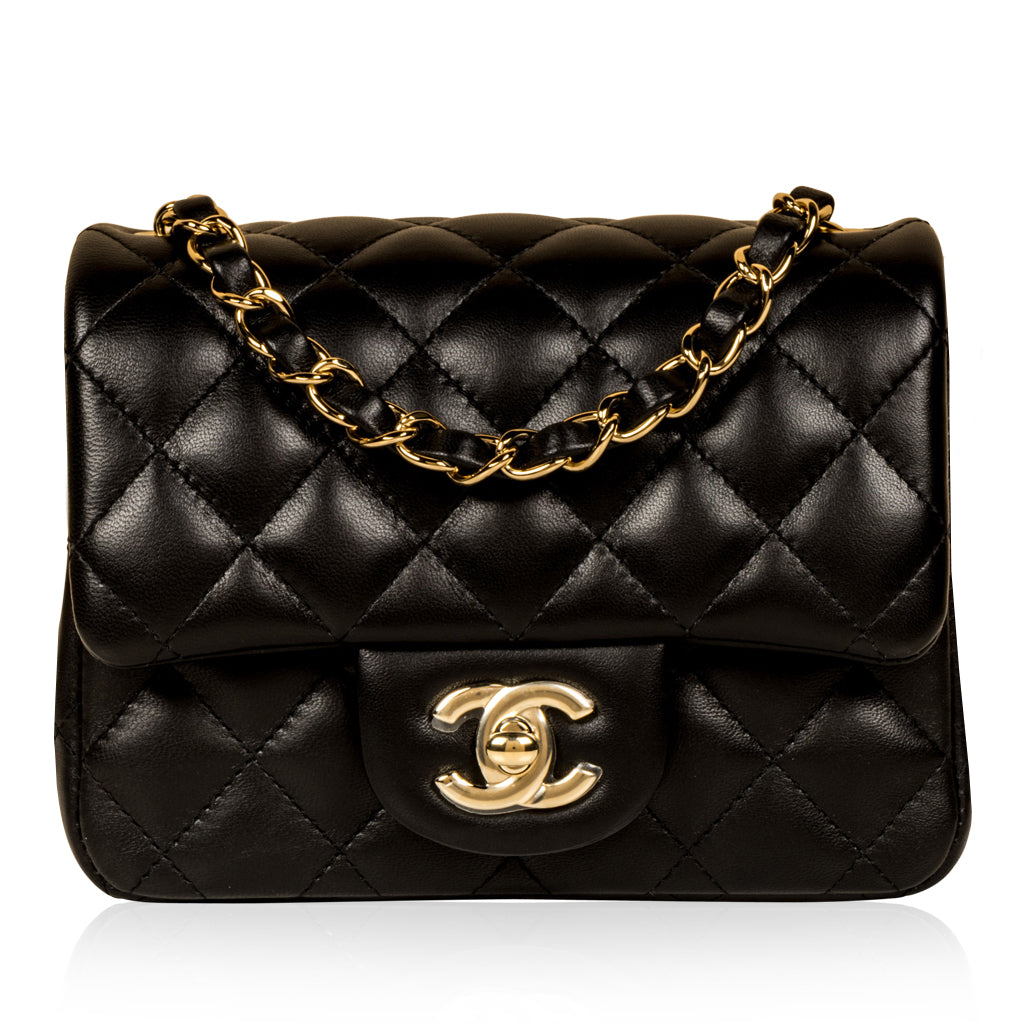 Chanel - Mini Square Classic Flap Bag - Black Lambskin - CGHW | Bagista