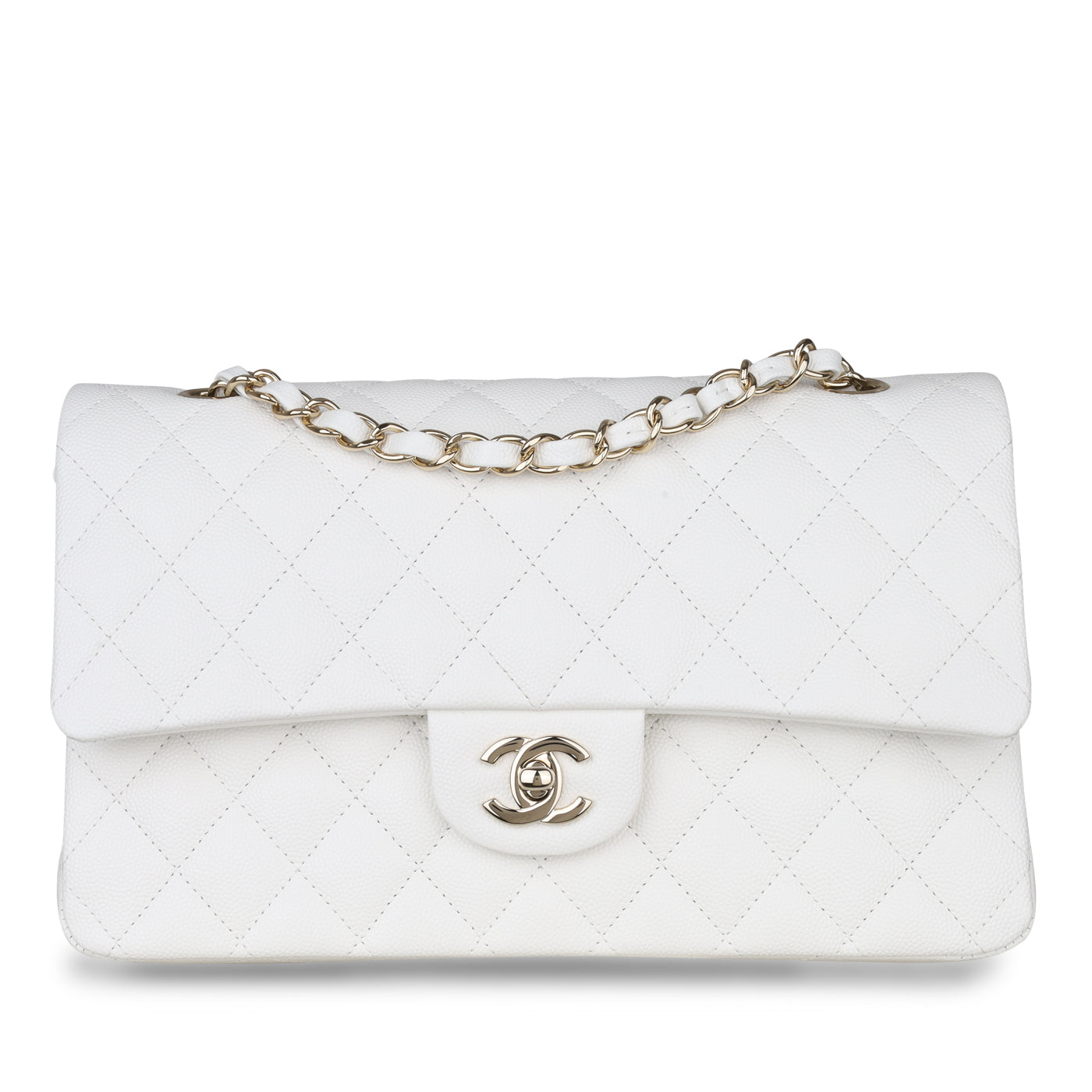 Chanel 21A white classic flap first impressions  review  medium white  caviar  my first white bag  YouTube