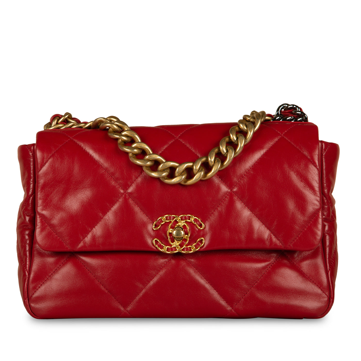 chanel 19 large flap bag red