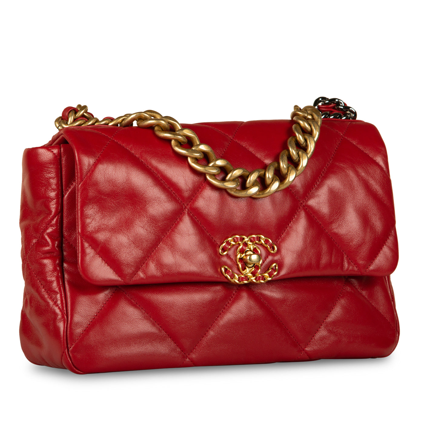 chanel 19 large flap bag red