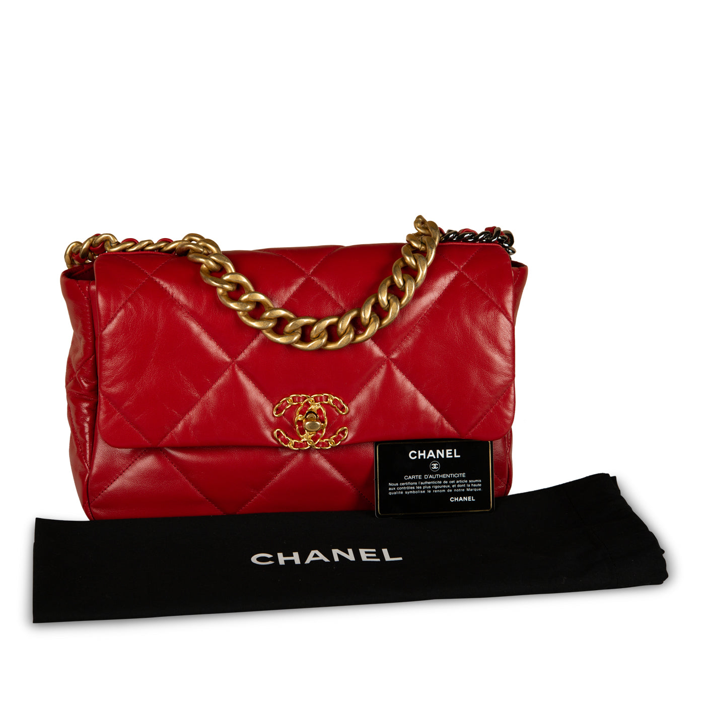 chanel 19 large flap bag red