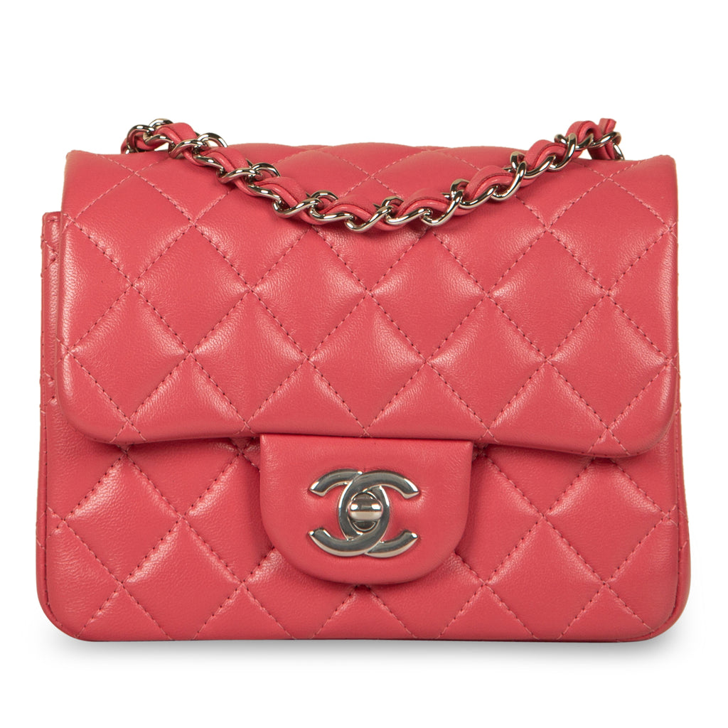 Chanel - Mini Square Classic Flap Bag - Pink Lambskin - SHW | Bagista