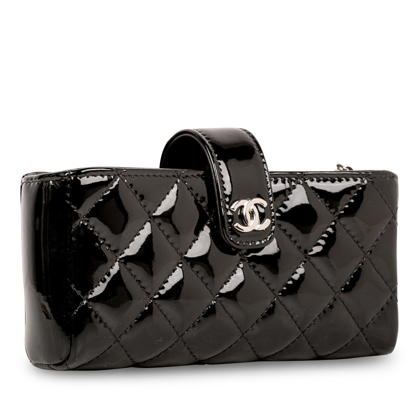 Chanel - Classic Double Compartment Pouch - Patent - Black | Bagista