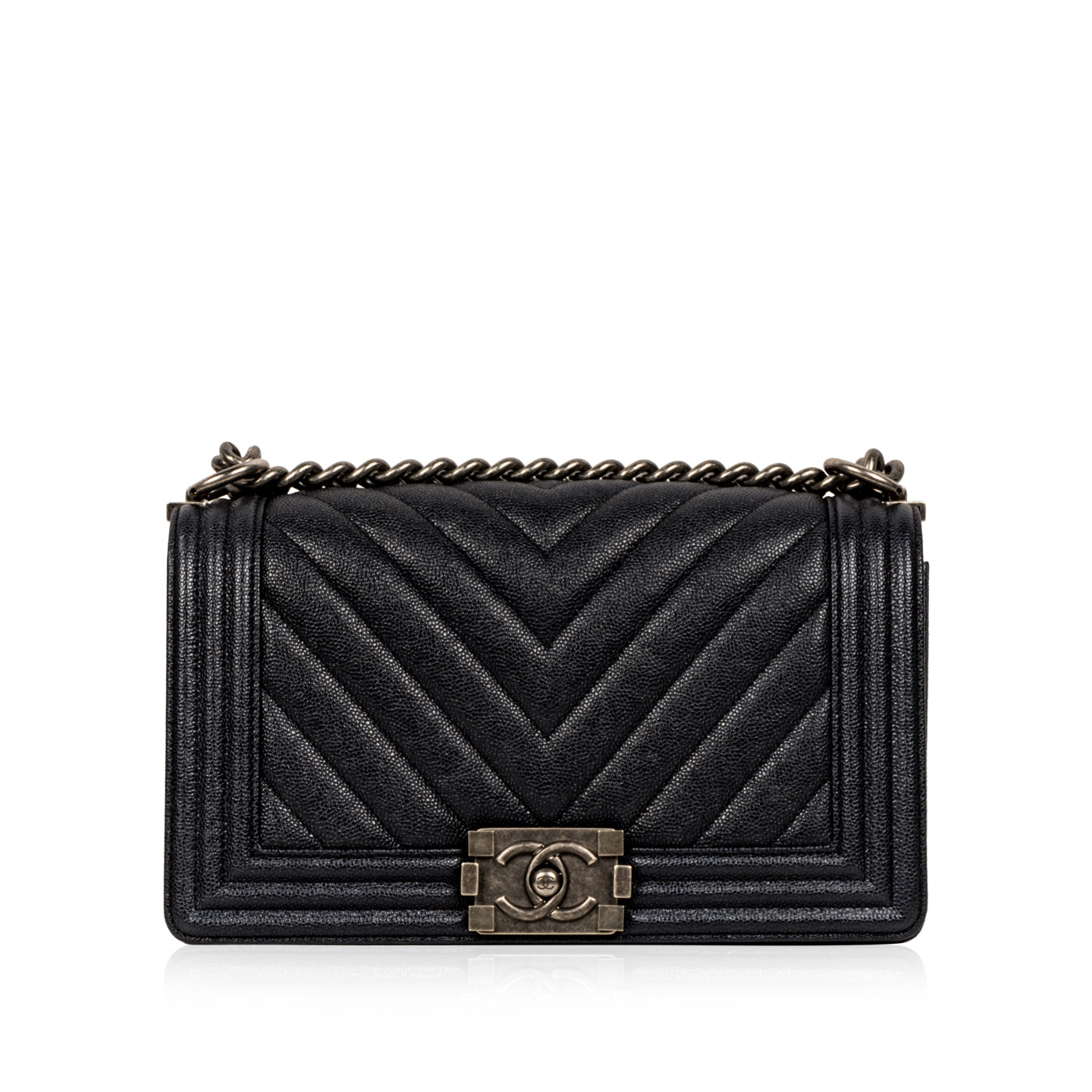 Chanel Chevron Boy Bag Medium - Blue Caviar | Bagista