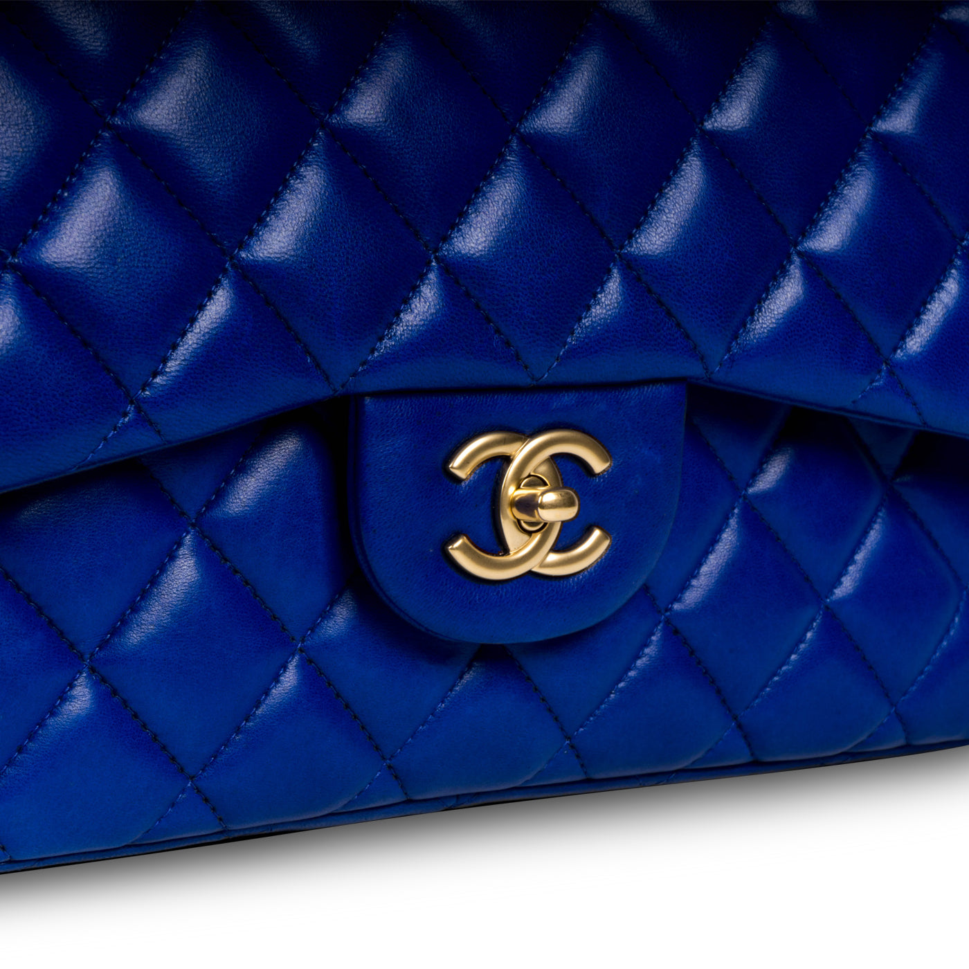 Chanel Royal Blue Python Leather Top Handle Bag with Gold Hardware  Sellier