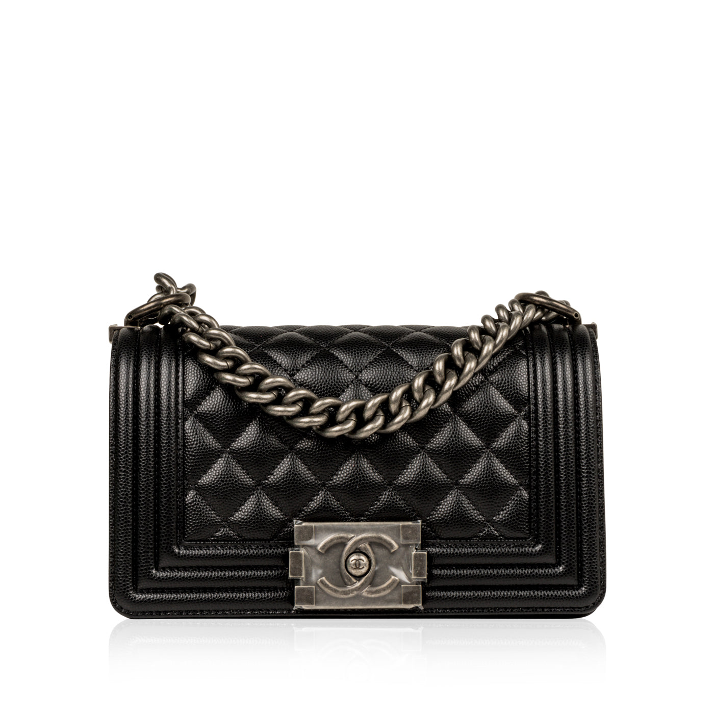 Chanel - Small Boy Bag - Black Caviar Leather - Ruthenium Hardware ...