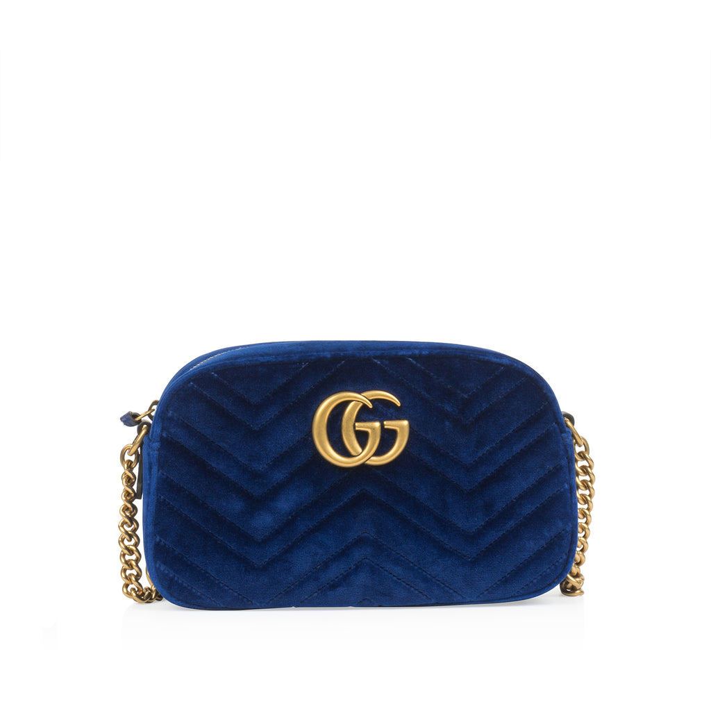 GG Marmont card case in royal blue leather