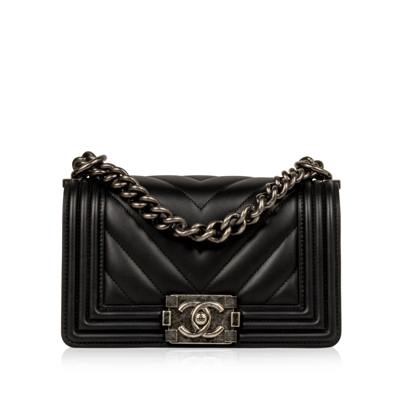 Chanel - Small Boy Bag - Chevron - Black - Immaculate condition | Bagista