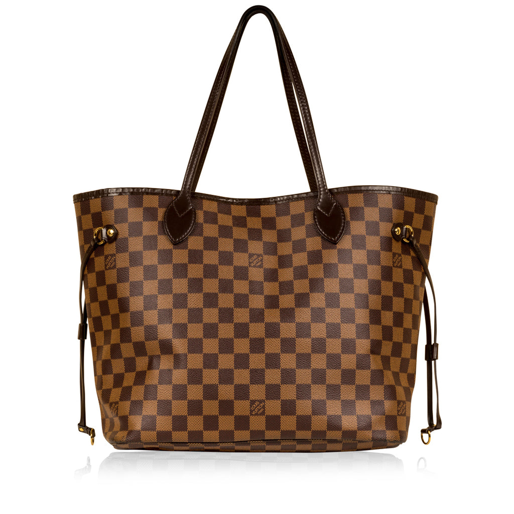 Louis Vuitton Neverfull MM in azur checkered coated canvas Beige Cloth  ref.183754 - Joli Closet