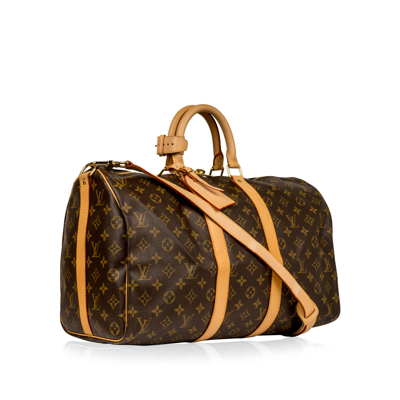 NBA Brown and White Monogram Canvas Keepall Bandouliere 55 Gold Hardware,  2020