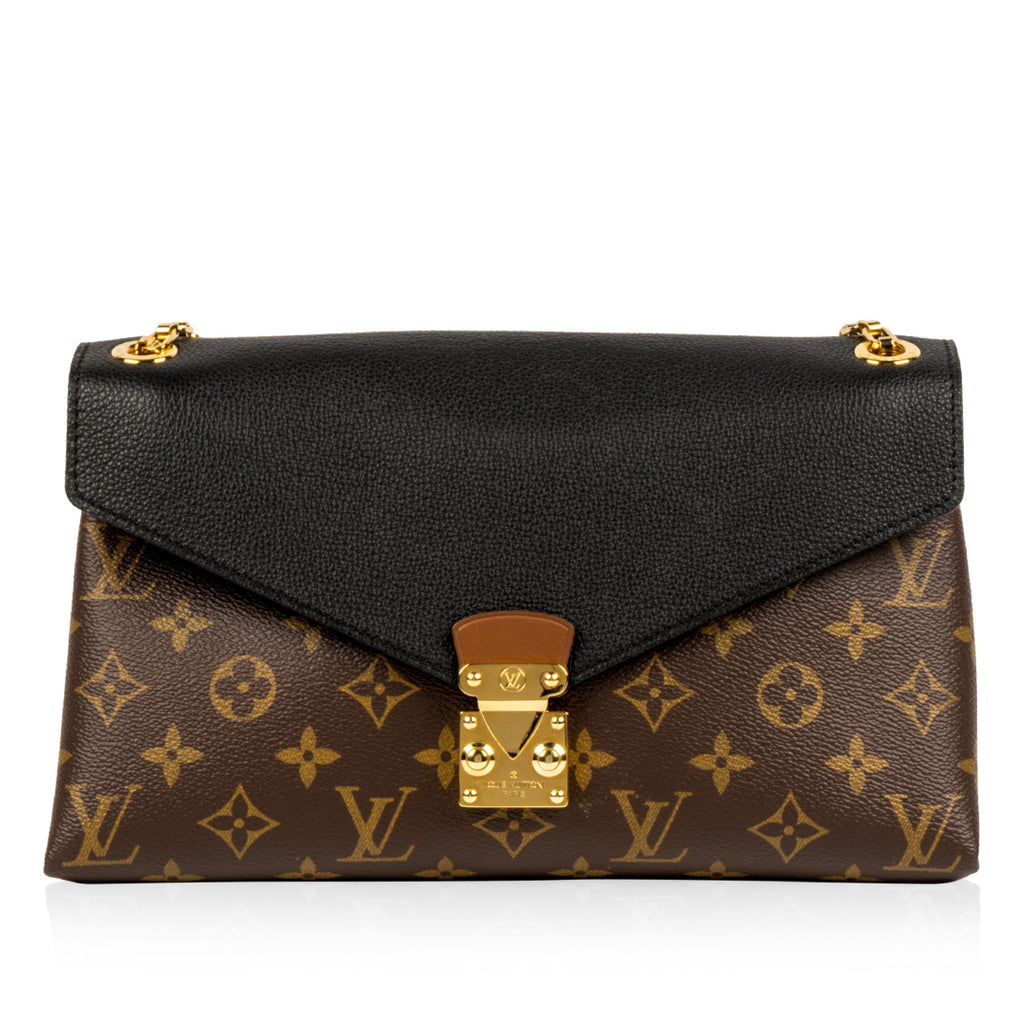 Louis Vuitton Pallas Chain Shoulder Bag Black Leather Bagista 