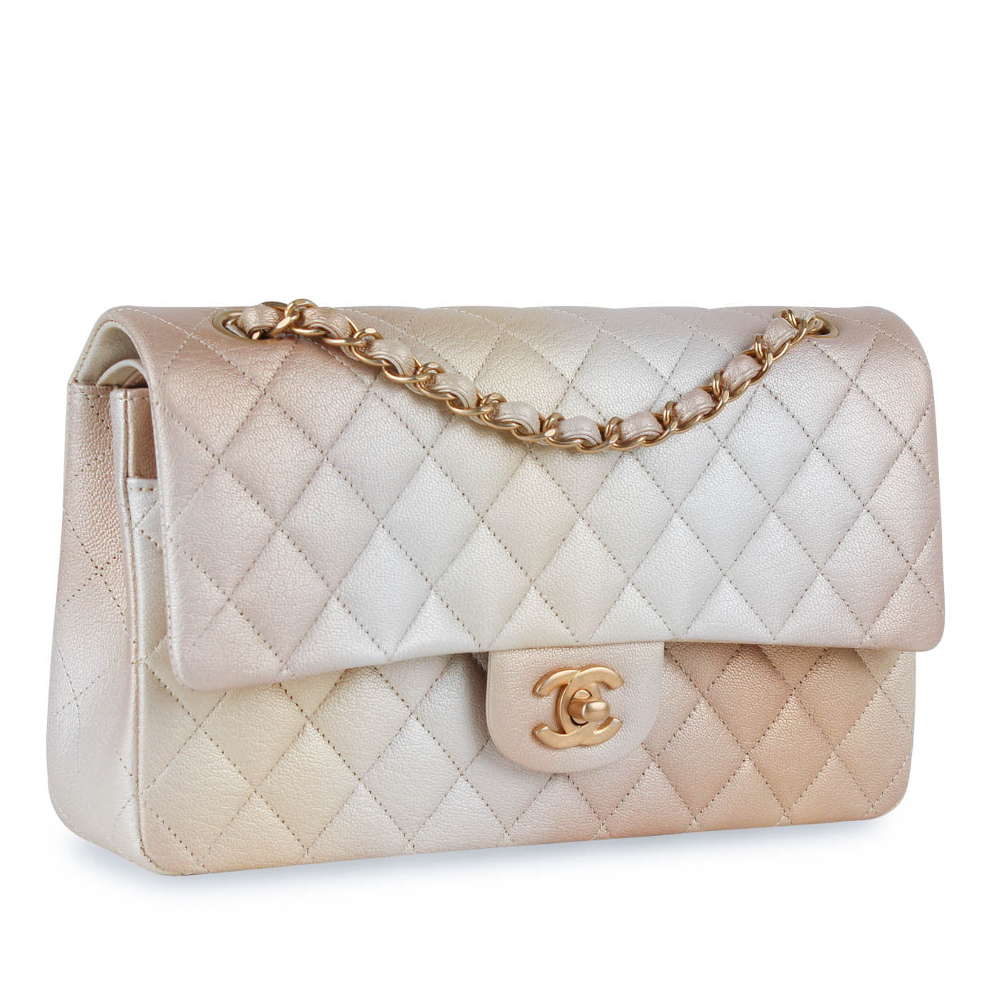 Chanel Mini Flap Top Handle Pink Ombre Lambskin Antique Gold Hardware   Madison Avenue Couture
