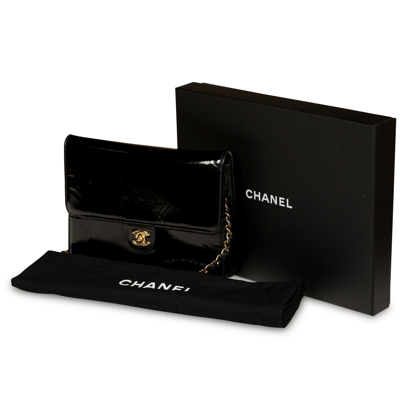 Chanel Classic Clutch on Chain Patent Black Bagista