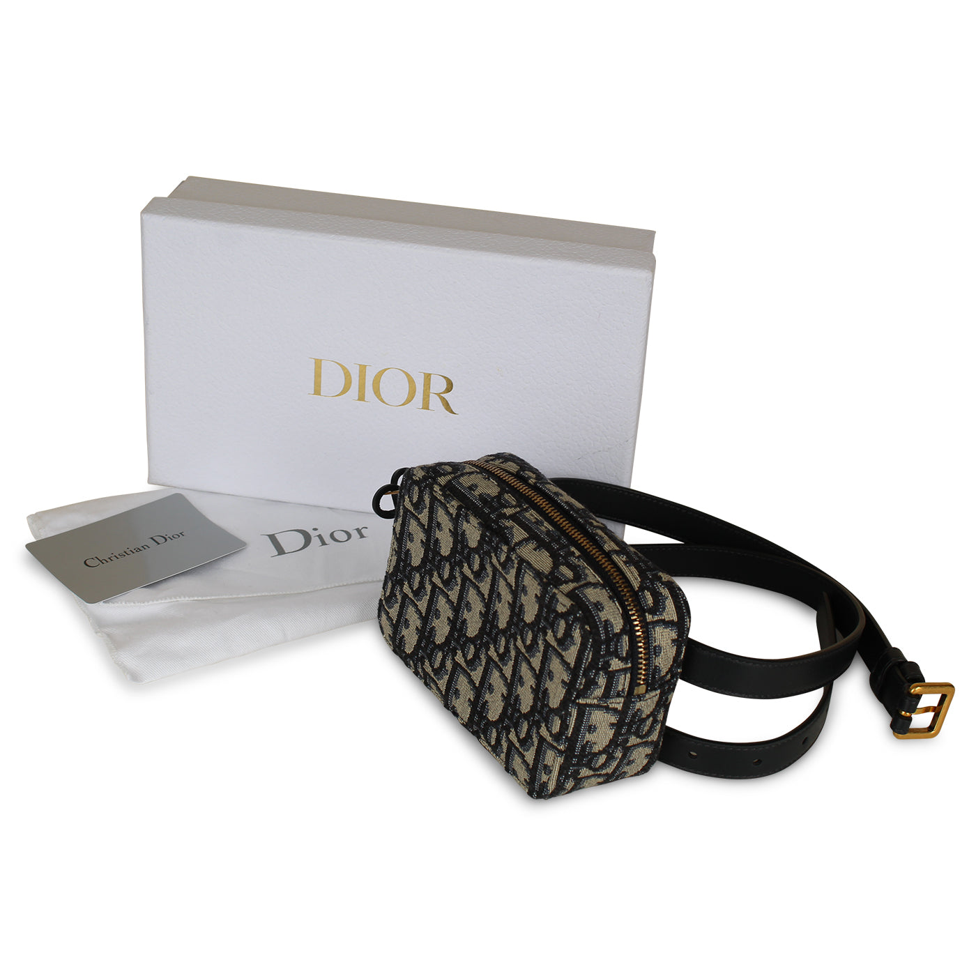 Dior Oblique Jacquard Belt Pouch BeigeBlack in Canvas with  Rutheniumfinish Brass  GB