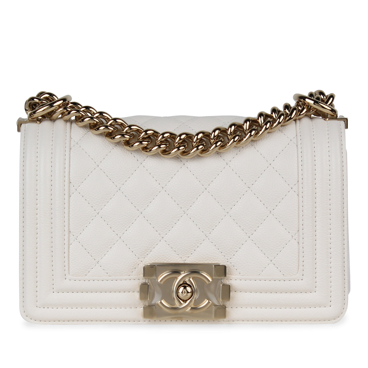 Mini flap bag with top handle Lambskin  goldtone metal white  Fashion   CHANEL