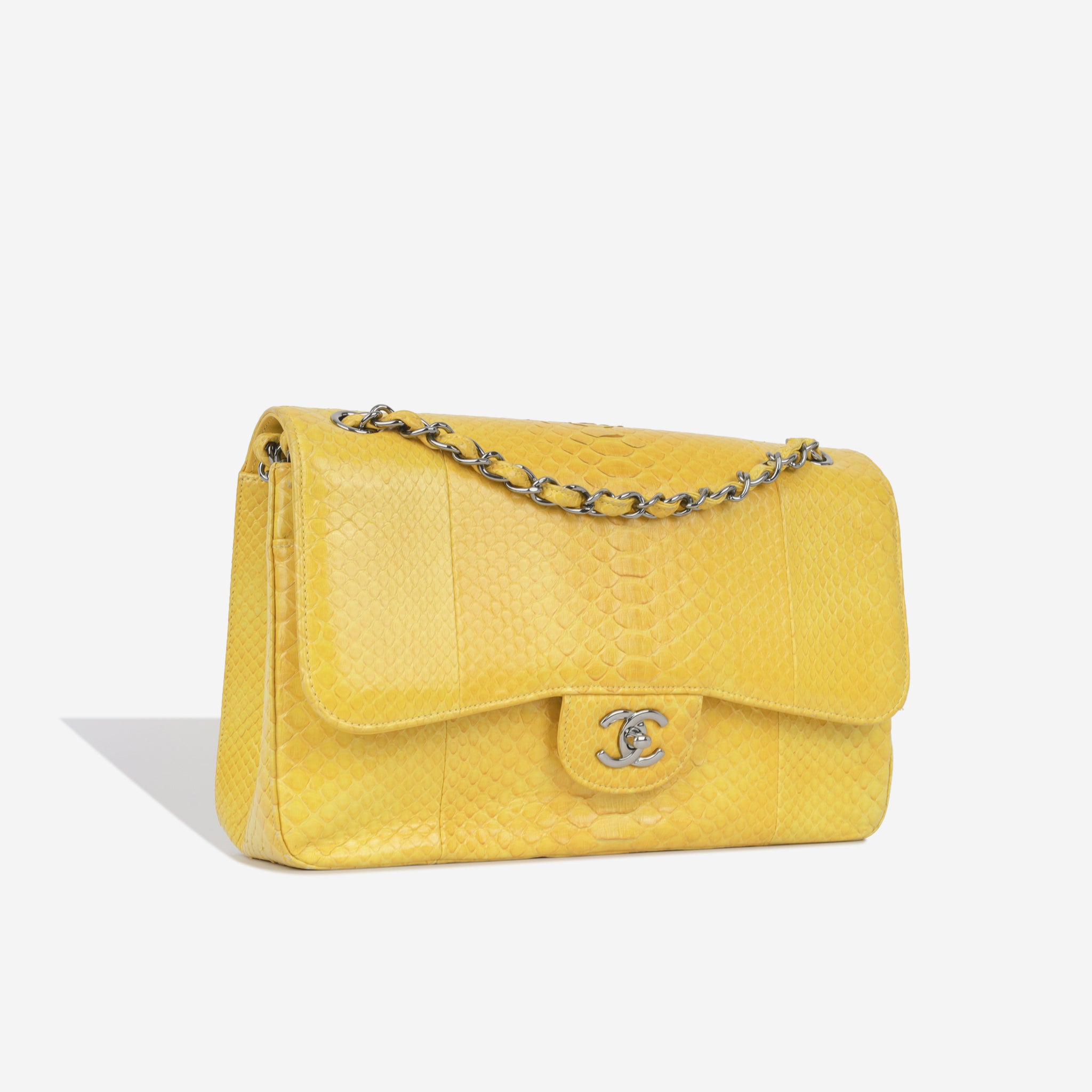 Chanel Pink Python Jumbo Double Flap Classic Bag For Sale at 1stDibs