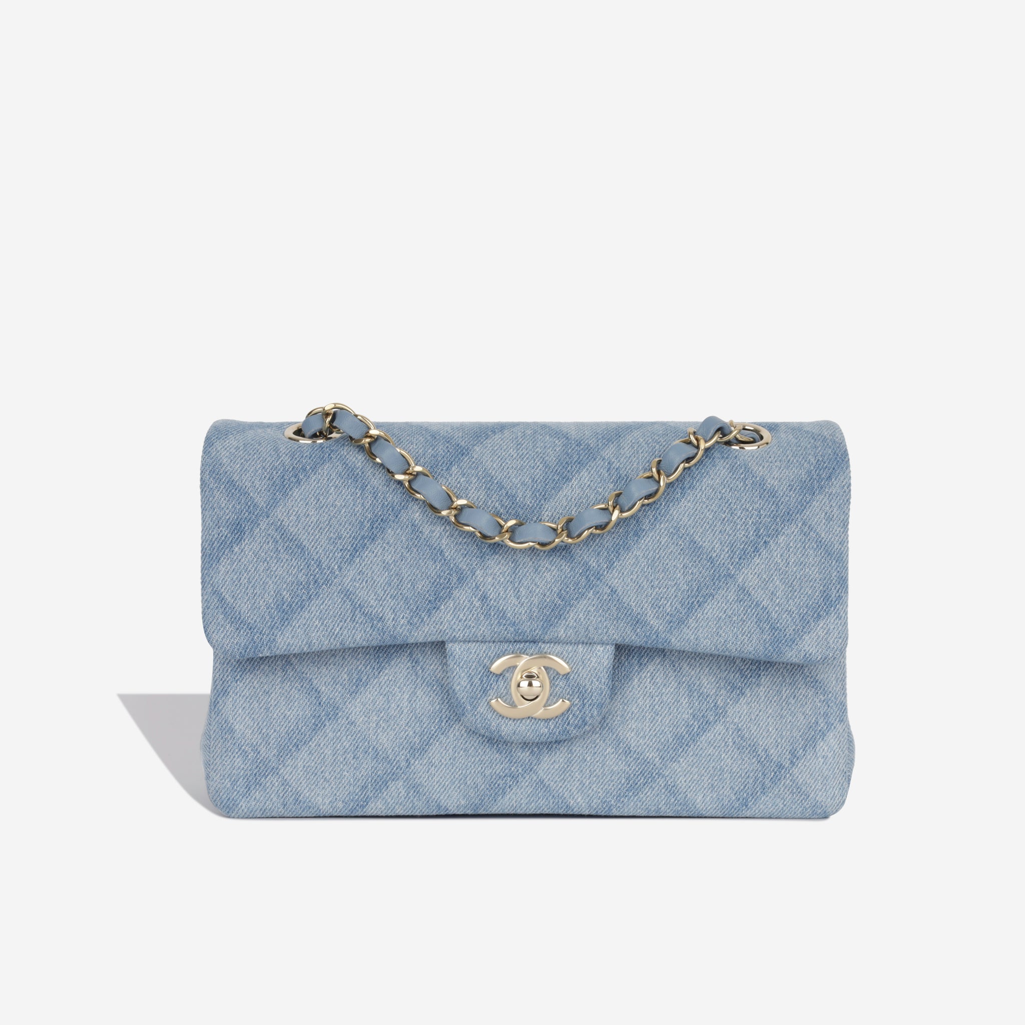 Chanel - Small Classic Flap Bag - Blue Denim CGHW - Brand New | Bagista