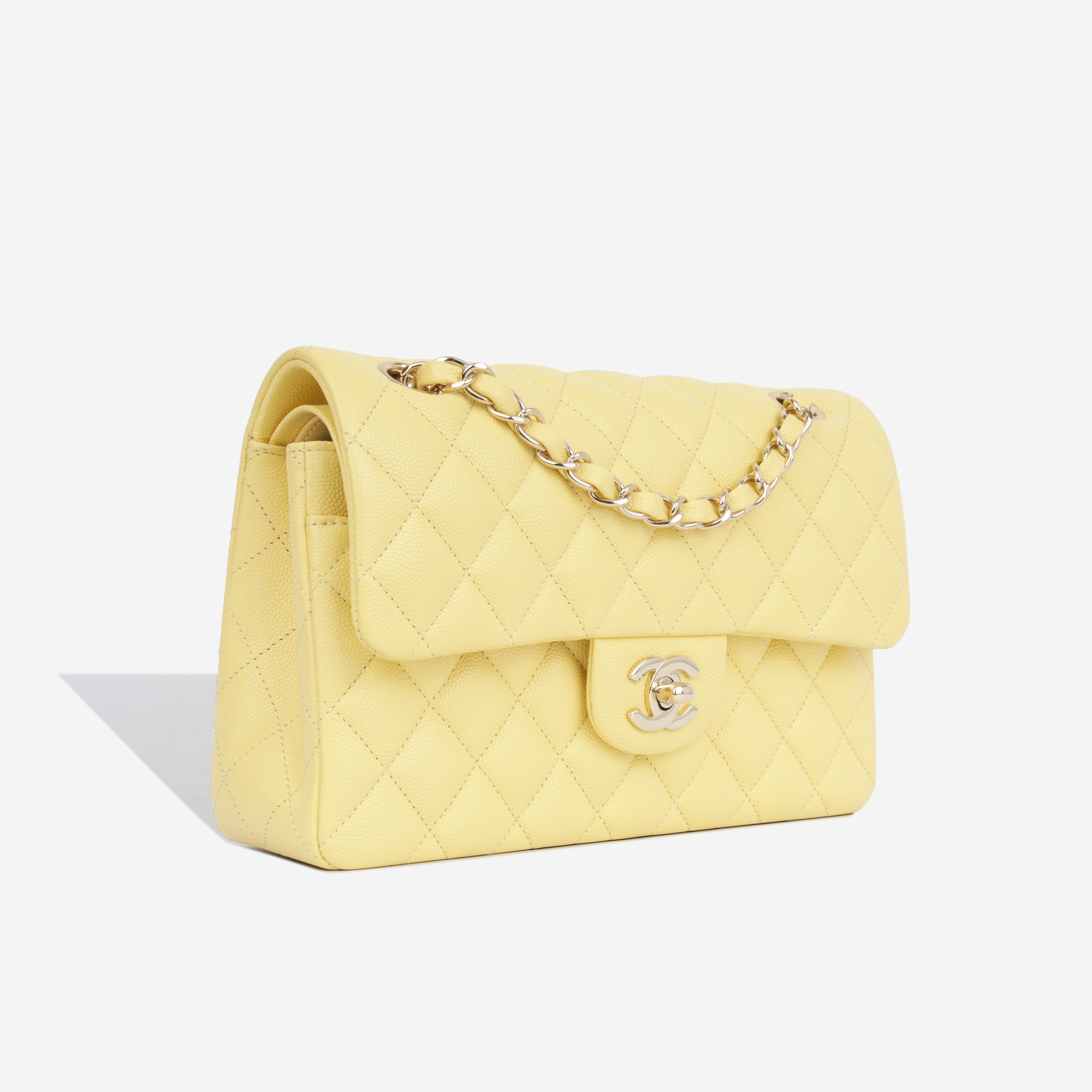 Classic handbag Patent calfskin  goldtone metal yellow  Fashion   CHANEL