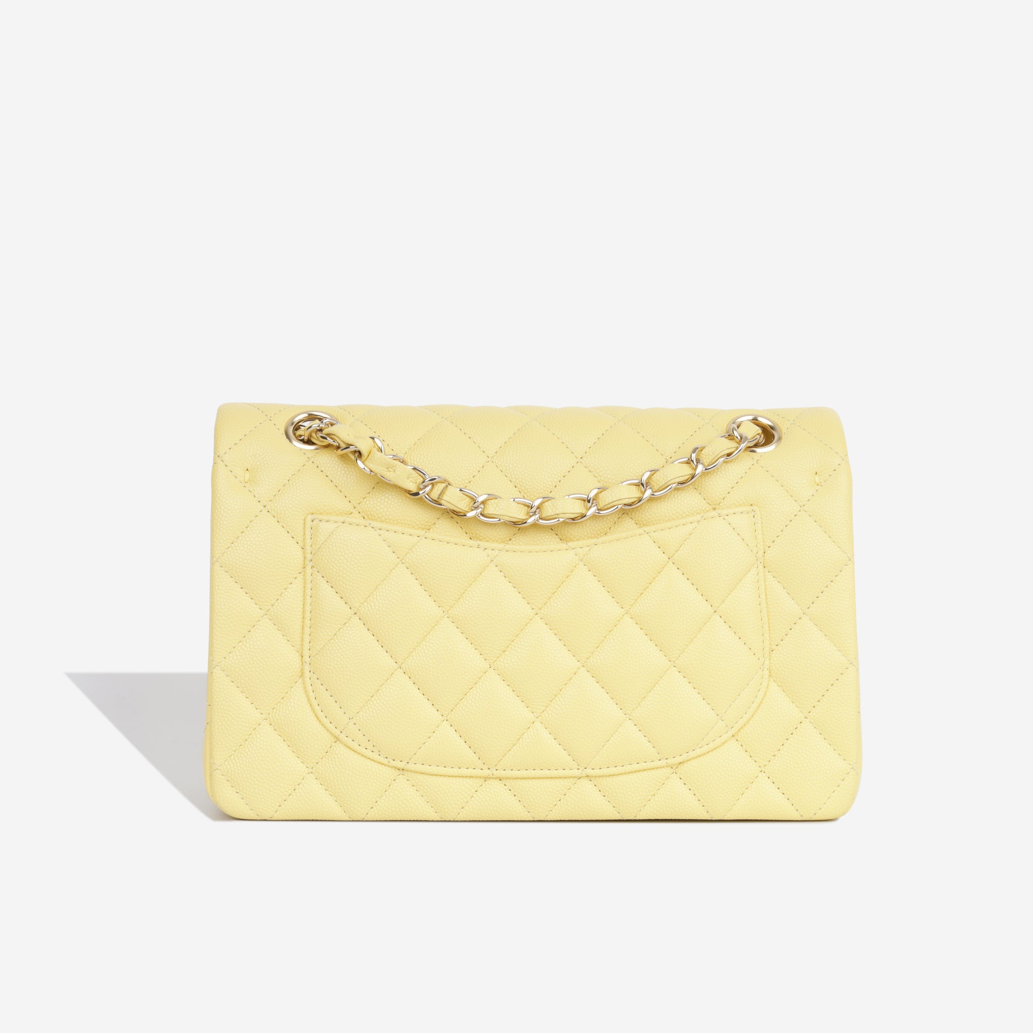 CHANEL Medium Classic Double Flap Bag in 19S Iridescent Yellow Caviar   Dearluxe