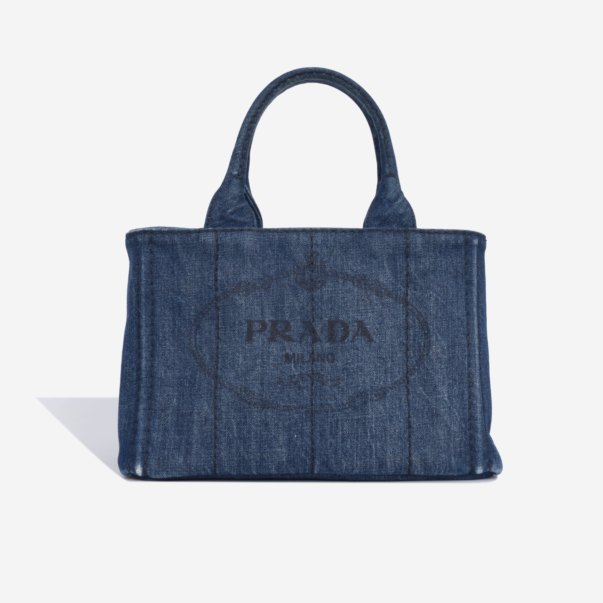 Prada - Denim Tote - Navy Denim GHW - Pre-loved | Bagista