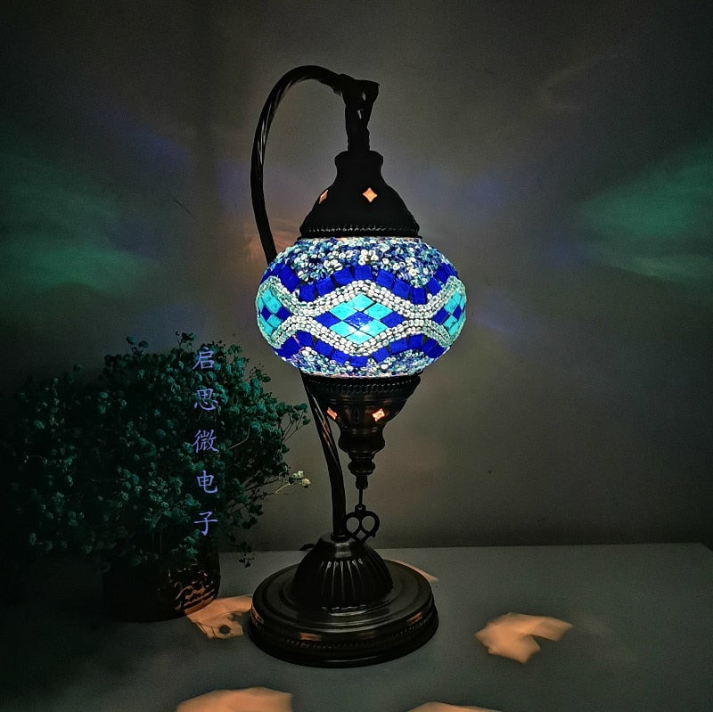 Turkish Mosaic Table Lamp Vintage Art