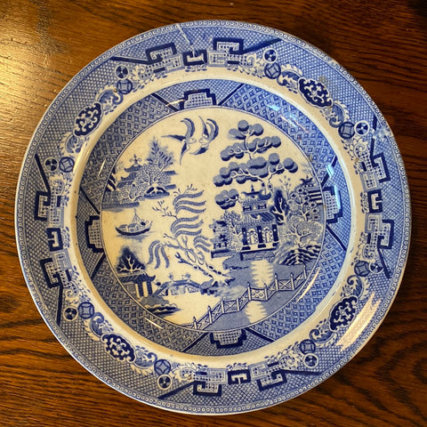 English Blue Willow Plate, c. 1850