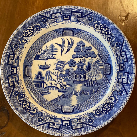 English Blue Willow Plate, c. 1850