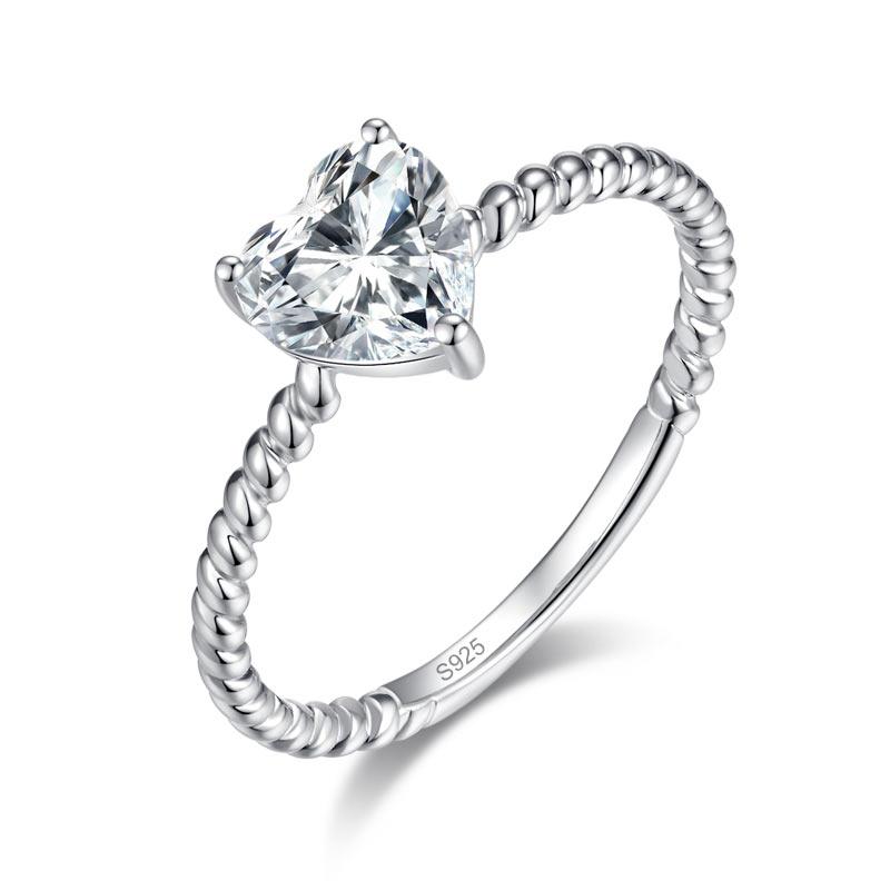 Heart 1 Carat Moissanite Diamond Ring Engagement 925 Sterling Silver