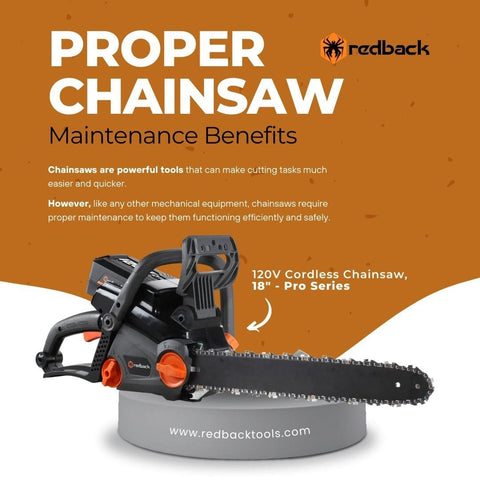 An infographic that features the 120V Pro Cordless Chainsaw.