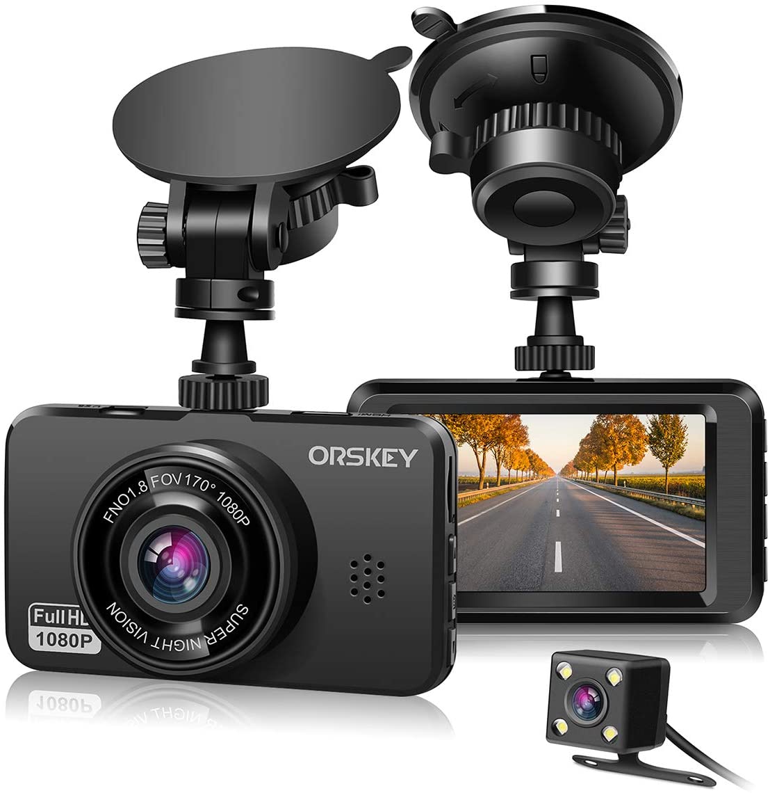 Dash Cam Front 4K and Rear 1080P Ussunny Dual Dash Camera for Cars with  3-inch Touchscreen, WDR, Night Vision, GPS, 170°Wide Angle Dashboard Camera