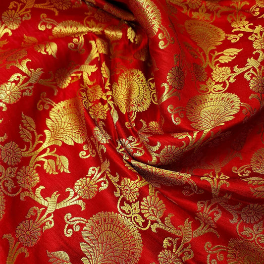 Half Yard Black Gold Brocade Fabric Gold Banaras Art Silk