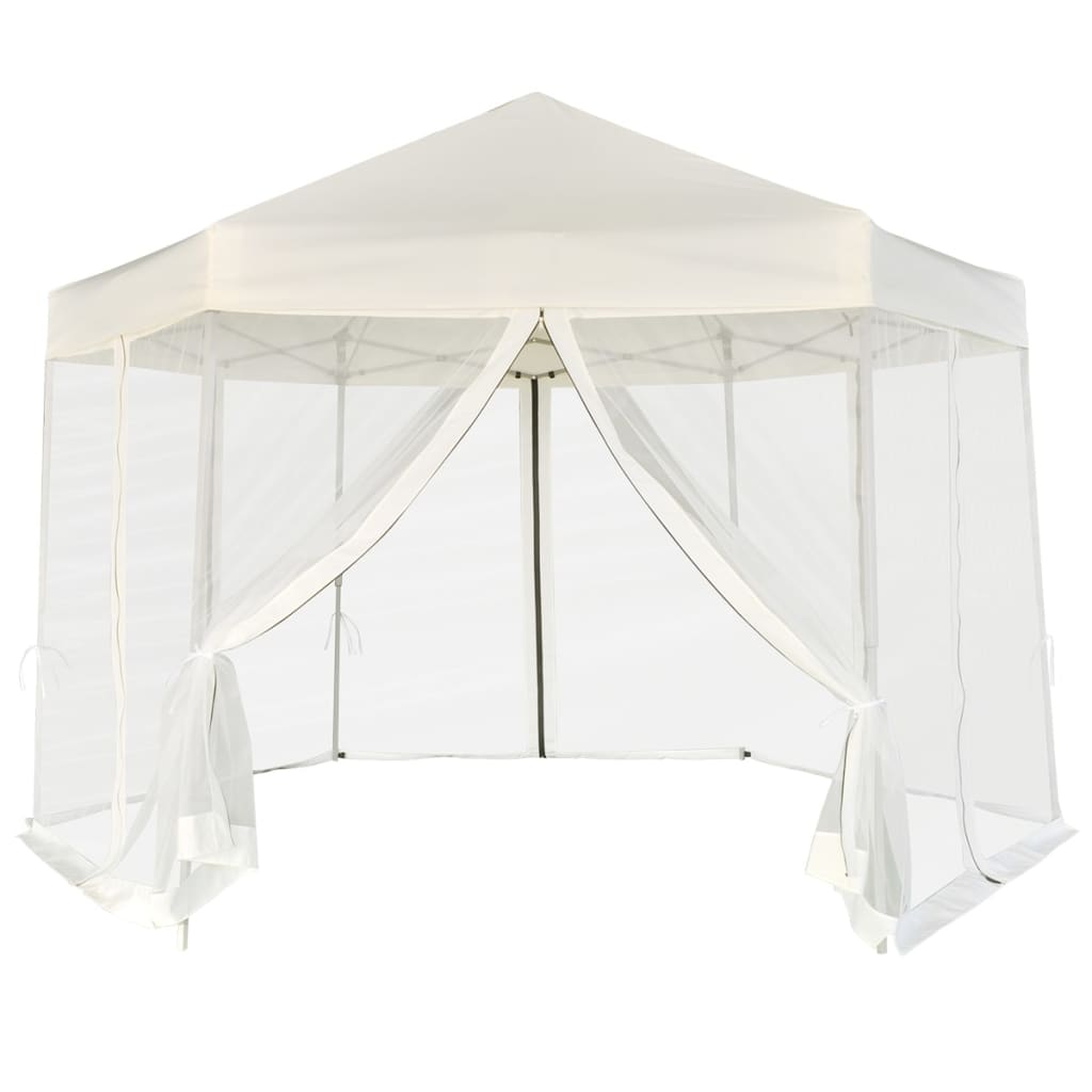 Pop-up teltta 6 sivuseinällä kuusikulmainen 3,6x3,1 m kerma –  