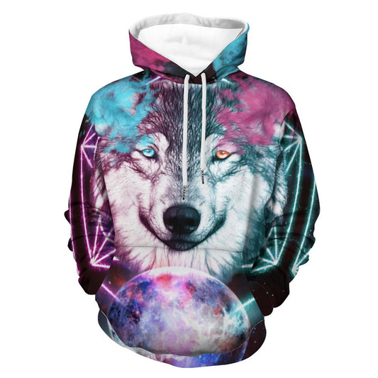 Online DIY Printed Hooded Sweatshirt for Man Woman Wolf