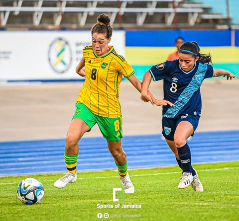 Chineylu Asher of the Jamaica Women's National Team wearing IDA Rise women's white soccer cleats.