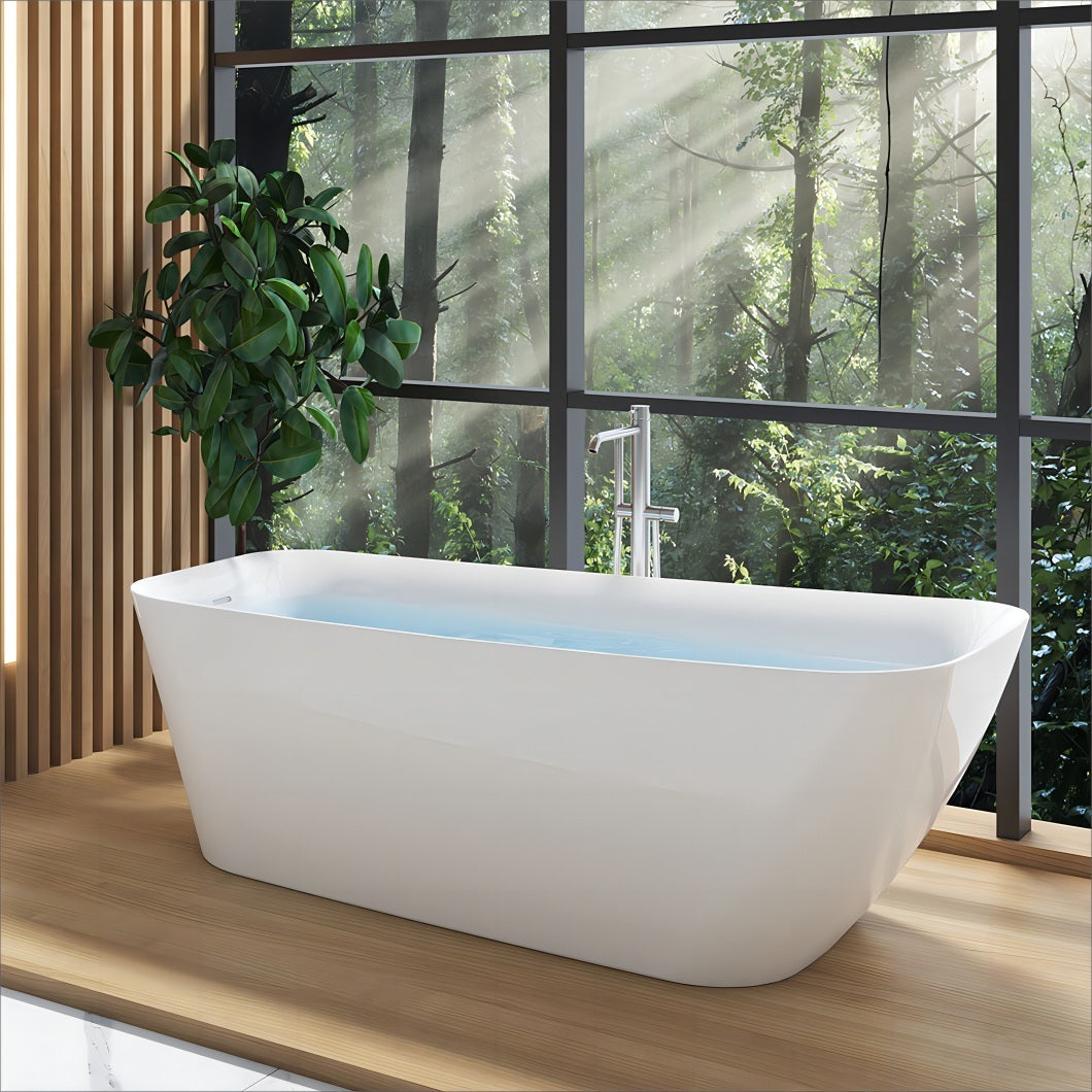 63" 100% Acrylic Freestanding Bathtub,Contemporary Soaking Tub,white Bathtub