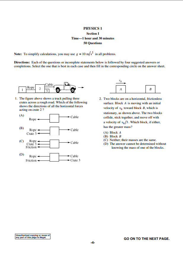 Official AP Physics 1: Algebra-Based 2018 Full Exam | AP Test with MCQ and Answers in PDF