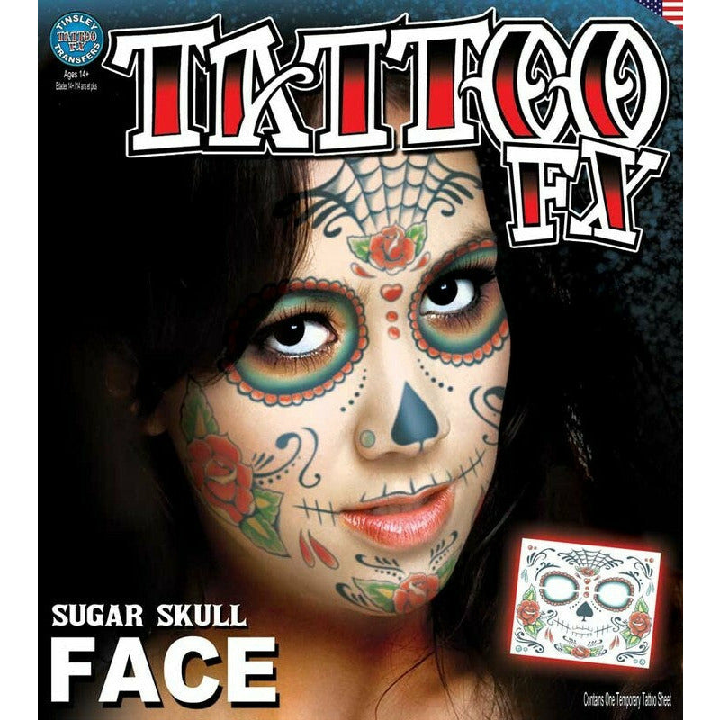 2Pcs facial makeup sticker special waterproof face tattoo day of the dead skull  face dress up halloween temporary tattoo sticker  Fruugo IN