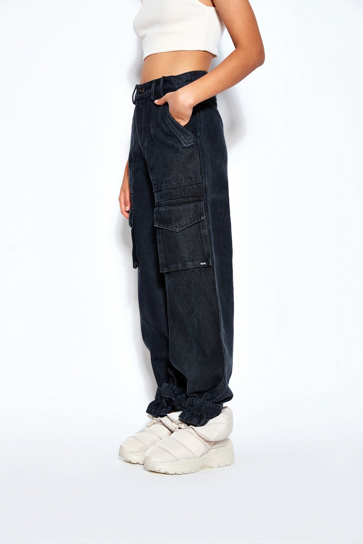 Bronx Night Black Baggy Jeans by BSAT