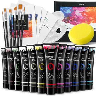 Acrylic Paint Set, ParKoo 24 Colors Craft Paint Supplies (2oz /59ml) f