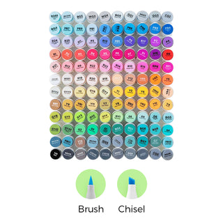 Ohuhu Alcohol Markers Brush Tip- 104-color Double