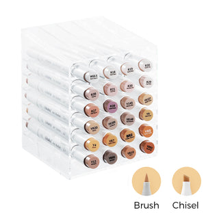 Ohuhu® 48-Color Alcohol-Based Brush-and-Chisel Dual-Tip Art Marker Set