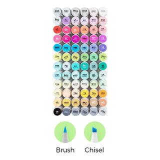 Ohuhu 96 Pastel Colors Dual Tips Alcohol Art Markers Sweetness & Blossoming, Brush & Chisel