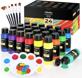 REALART Bulk Acrylic Paint 24 Colors (2oz/Bottle) with 10 Canvas and 1 –  WoodArtSupply