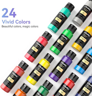 Pastel Acrylic Paint Set 24 Macaron Colors 2oz/59ml Art Craft Paint with 10  B