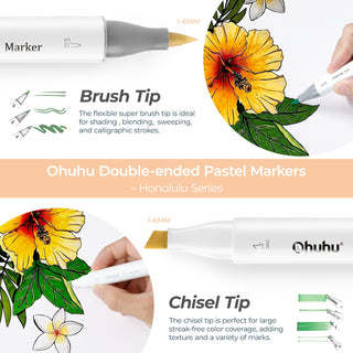  Ohuhu Alcohol Markers Brush Tip- 104-color Double