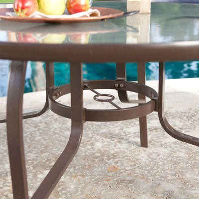 Patio glass table with center hole